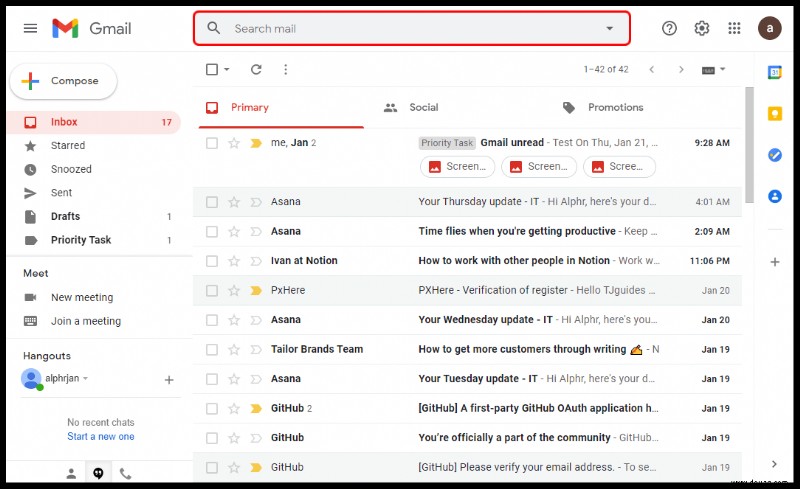 So finden Sie ungelesene E-Mails in Gmail