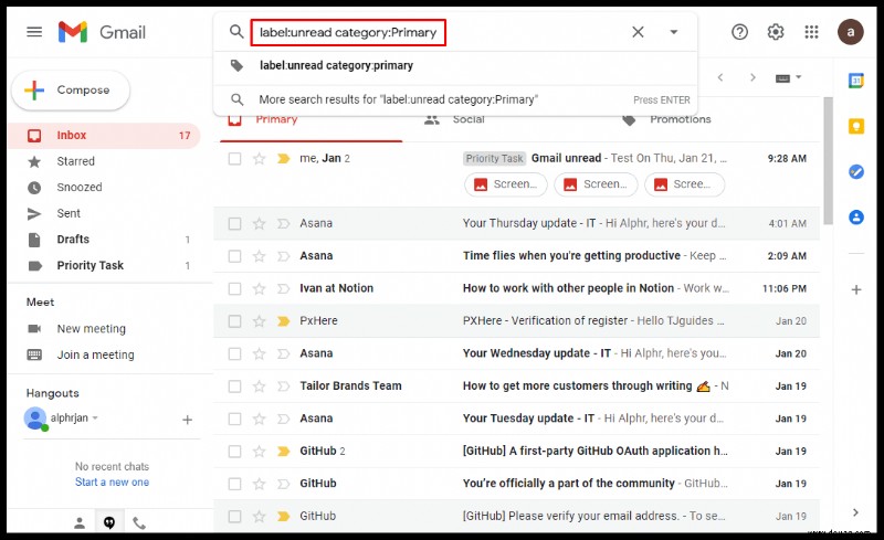 So finden Sie ungelesene E-Mails in Gmail