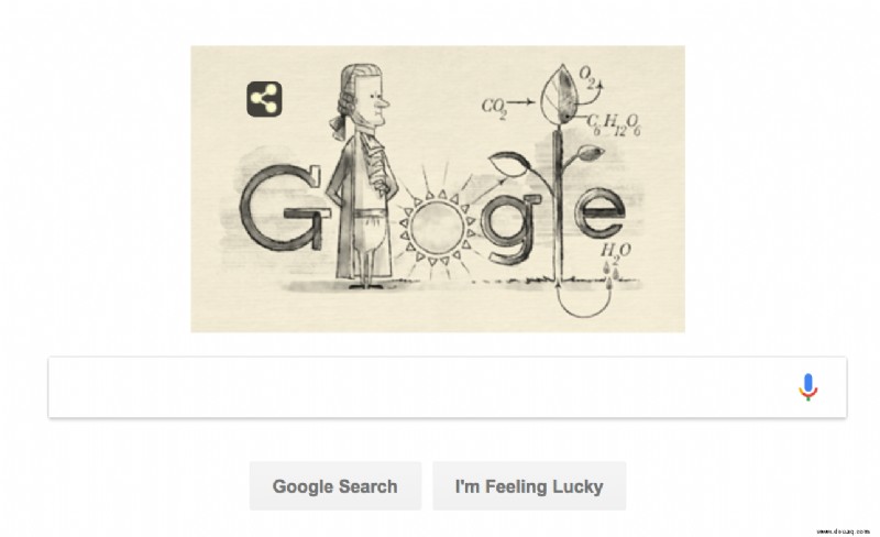 Jan Ingenhousz und seine Entdeckung der Photosynthesegleichung werden in einem Google Doodle