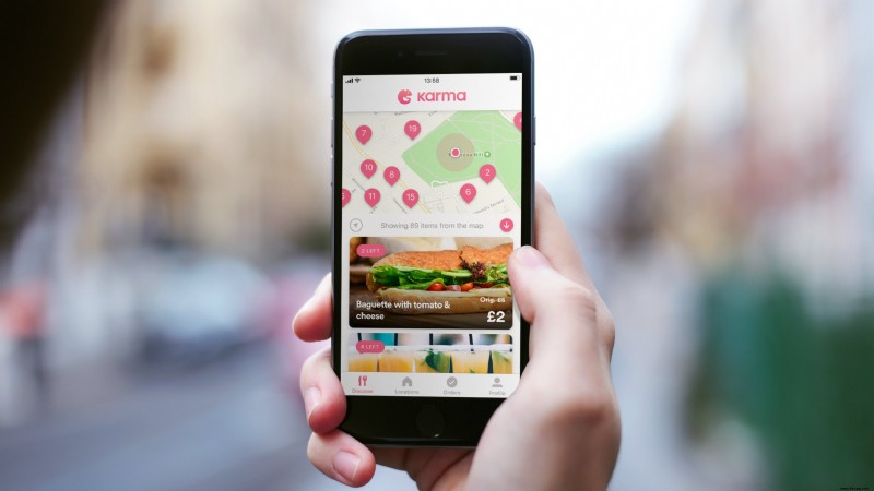 Mit der Food Waste App von Karma können Sie überschüssige Mahlzeiten in Restaurants, Cafés und Geschäften zum halben Preis kaufen