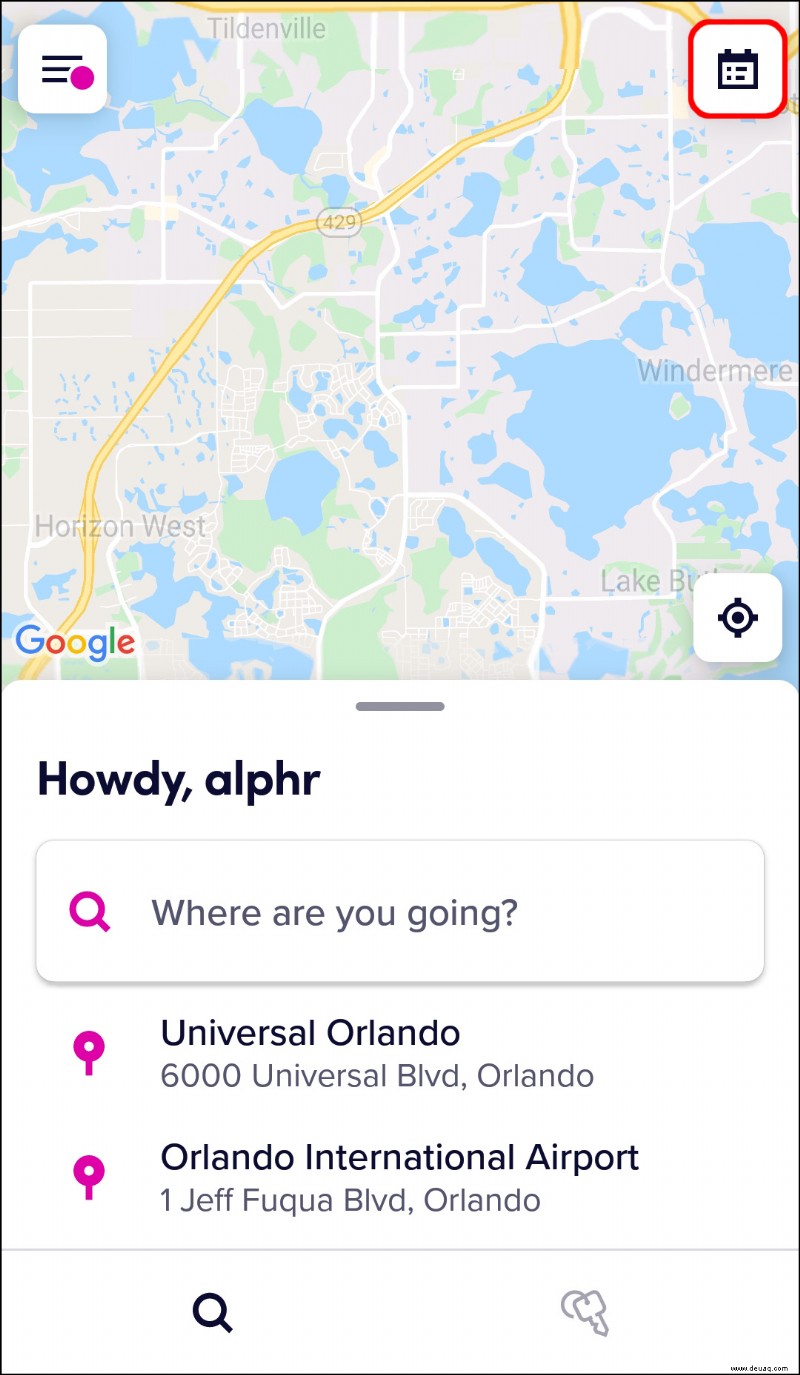 So zeigen Sie geplante Fahrten in Lyft an