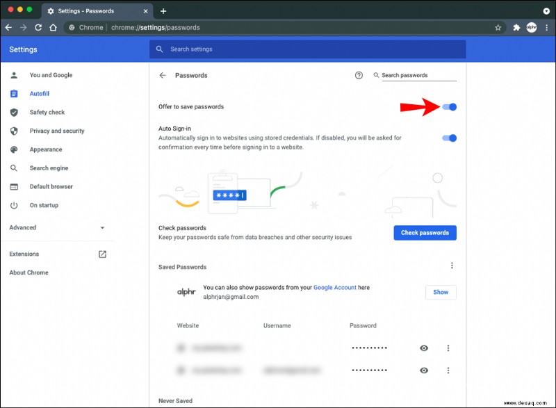 So zwingen Sie Google Chrome, ein Passwort zu speichern