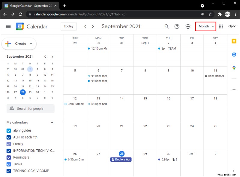 So löschen Sie alle Erinnerungen in einem Google-Kalender