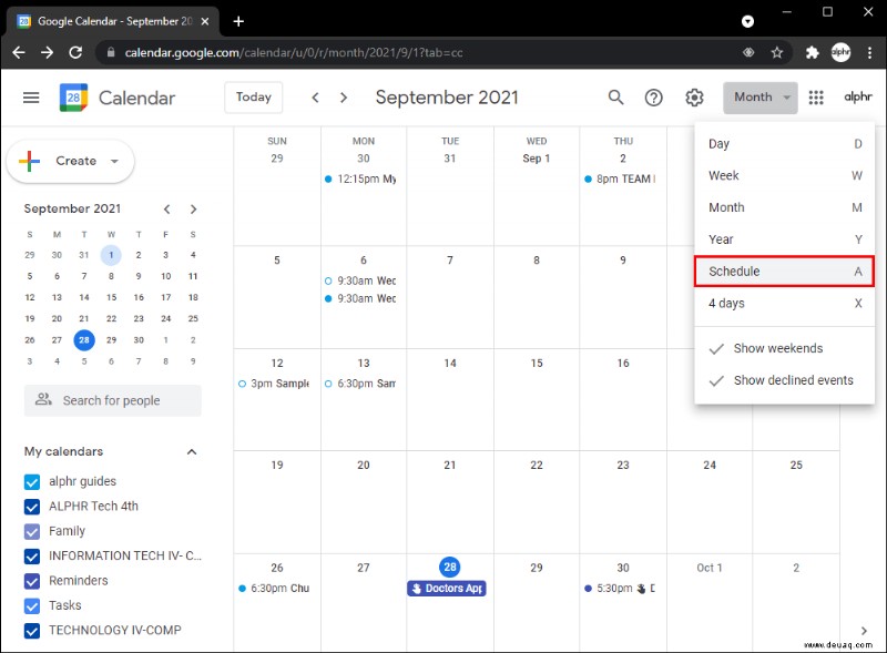 So löschen Sie alle Erinnerungen in einem Google-Kalender