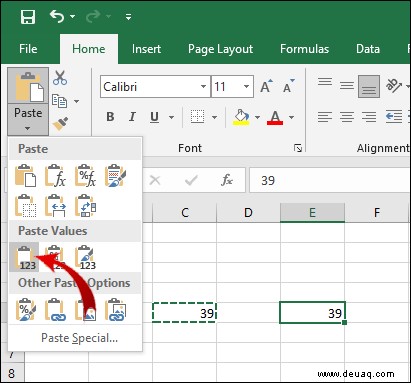 So kopieren Sie Werte in Excel [Nicht die Formel]