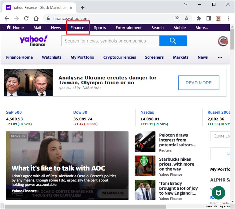 So löschen Sie eine Aktie in Yahoo Finanzen