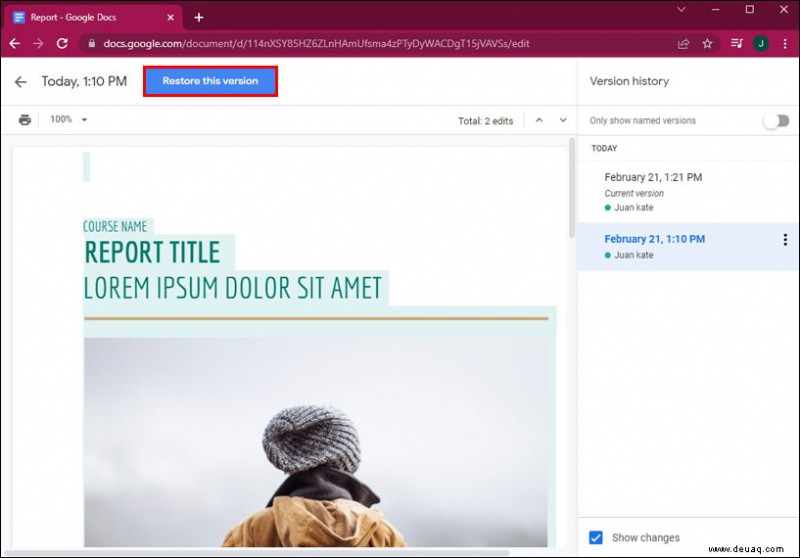 So kehren Sie zu einer früheren Version eines Google-Dokuments zurück