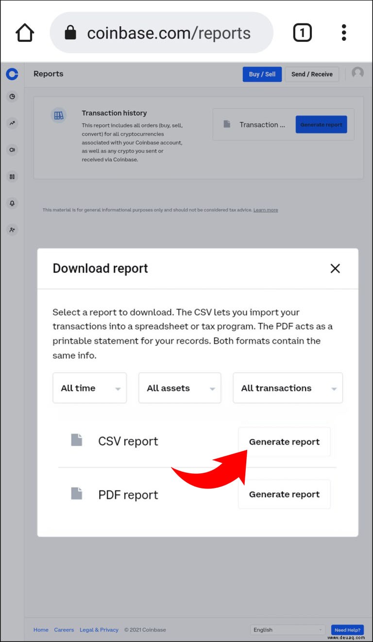 So zeigen Sie den Transaktionsverlauf in Coinbase an