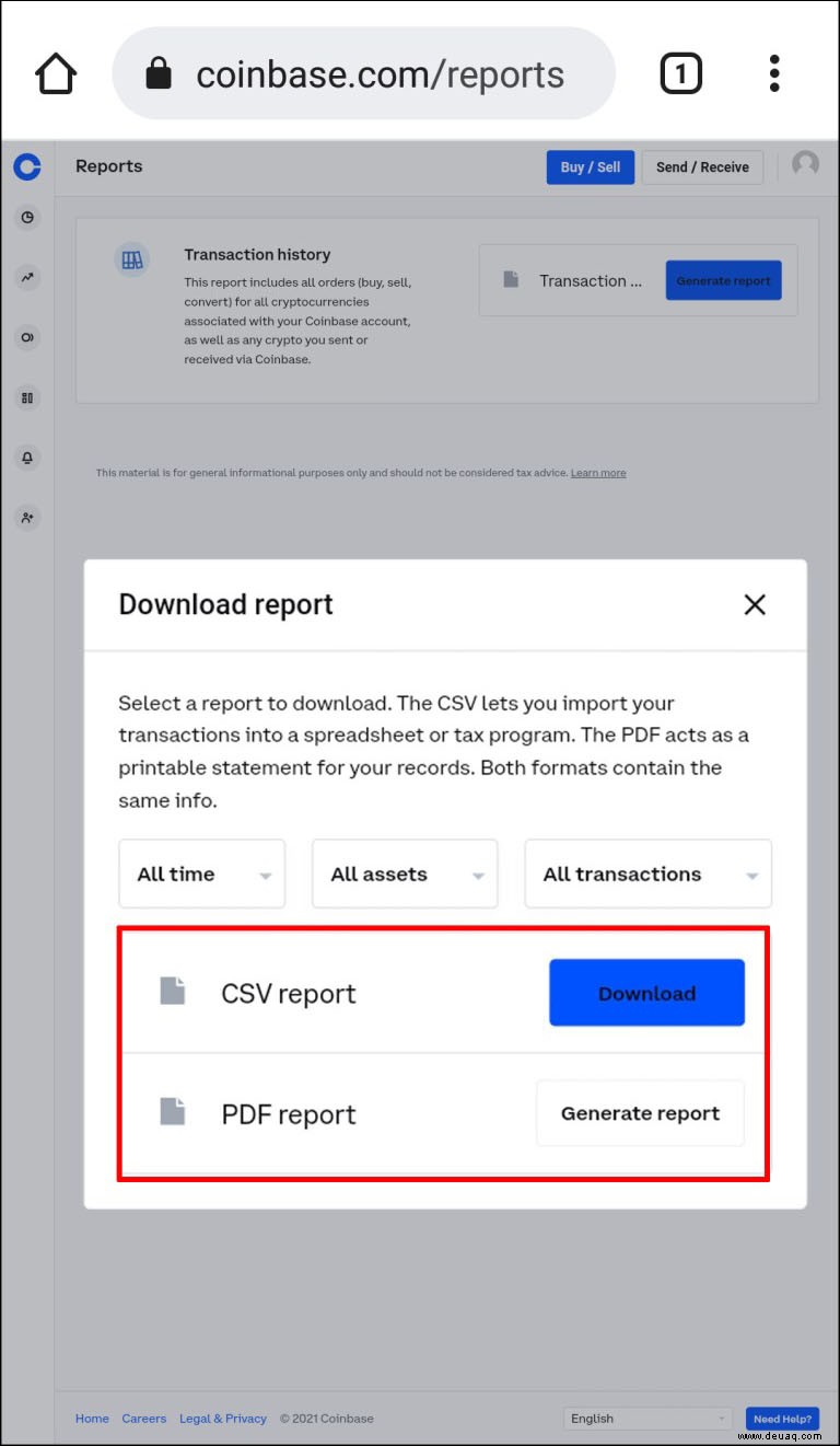 So zeigen Sie den Transaktionsverlauf in Coinbase an